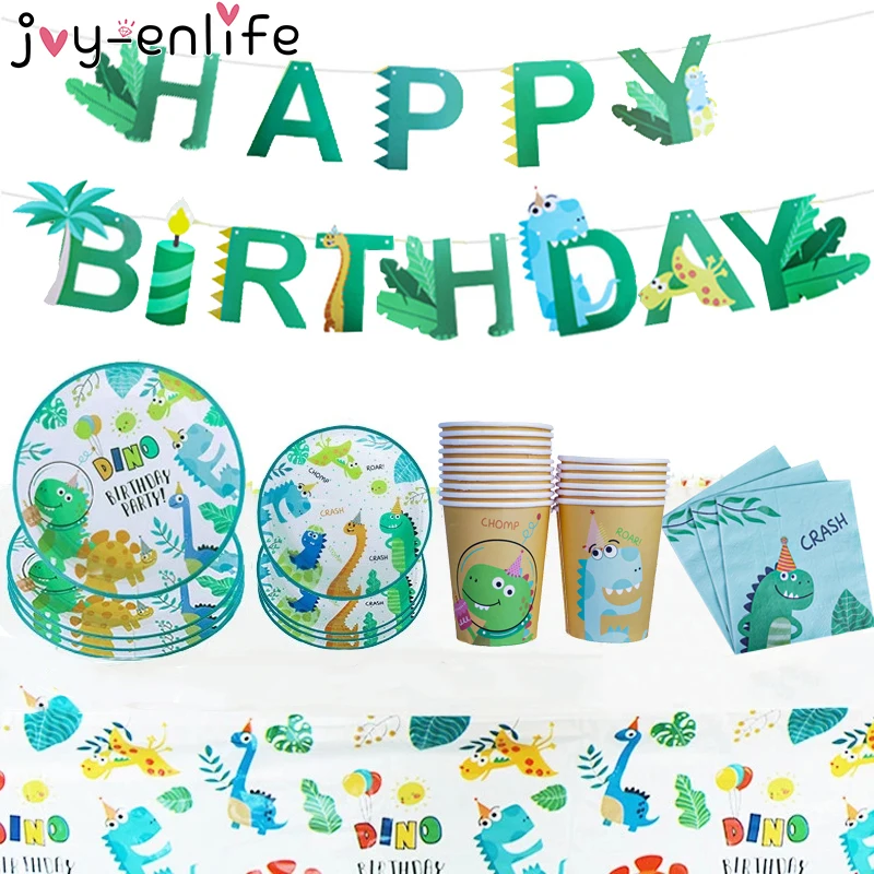 Dinosaur Theme Party Dinosaur Disposable Tableware Set Balloon Kids Boy Birthday Party Decoration Jungle Party Baby Shower Favor