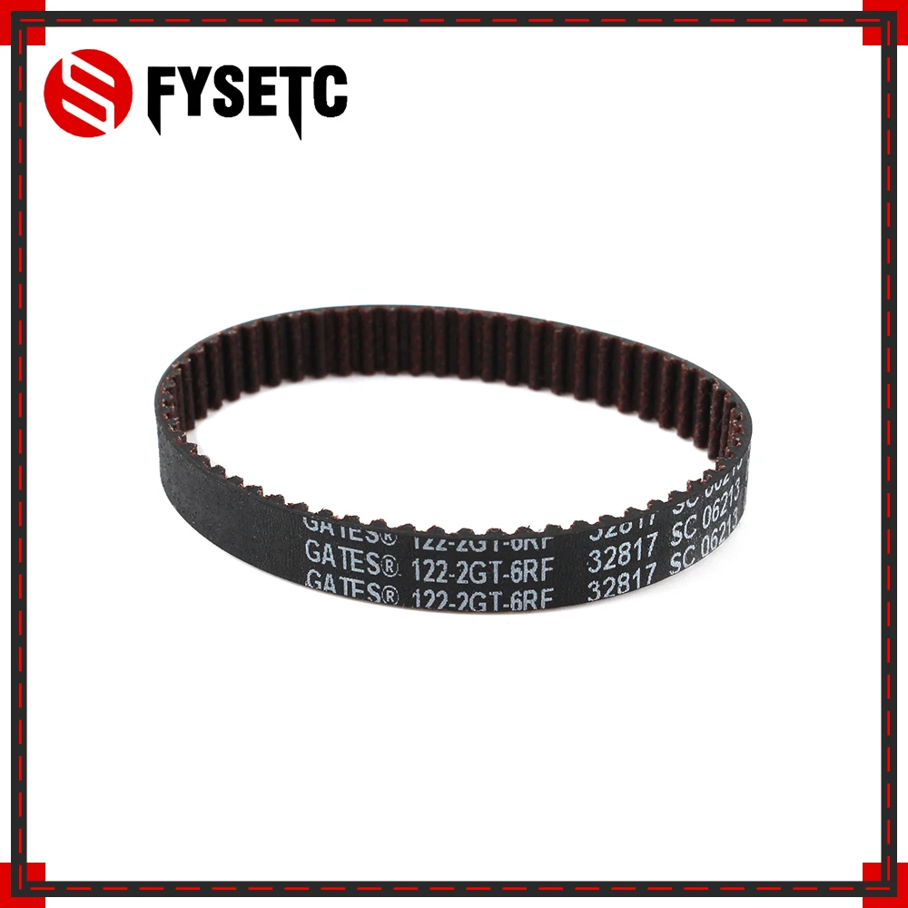 3D Printer Gates Belt Closed Loop Fiberglas Rubber Synchronous GT2 Timing Belt 2GT-6 Length 122mm Wide 6mm