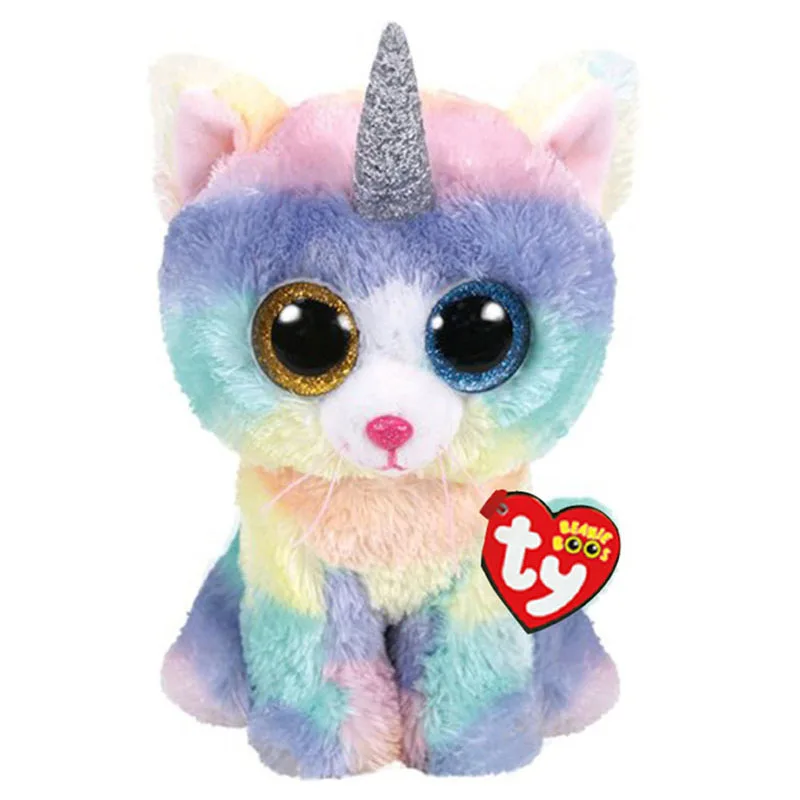 Ty Beanie Boos Big Eyes Heather Cat Dog Ladybug Octopus Plush Stuffed Animals Toy Collection Decoration Doll Gift For Kids 15CM