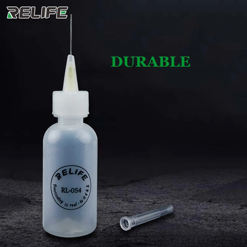 RL-054 50ML Botol Plastik Kosong Ponsel Perbaikan Memeras Botol Alkohol Fluks Solder Damar Dispenser dengan Jarum