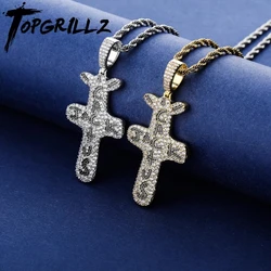 TOPGRILLZ Cactus Jack Pendant &Necklace Iced Cubic Zircon Plated Gold Silver Color Hip Hop Jewelry For Men Women