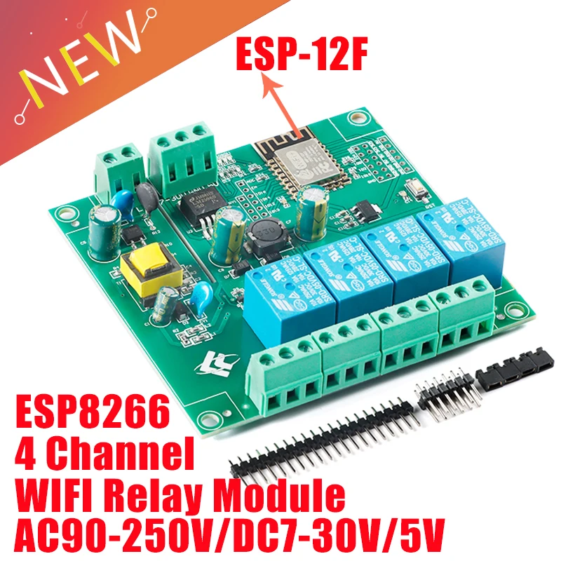 ESP8266 ESP-12F WIFI Relay Module 4 Channel AC90-250V/DC7-30V/5V Delay Relay Switch For ARDUINO IDE Smart Home IOT Remote