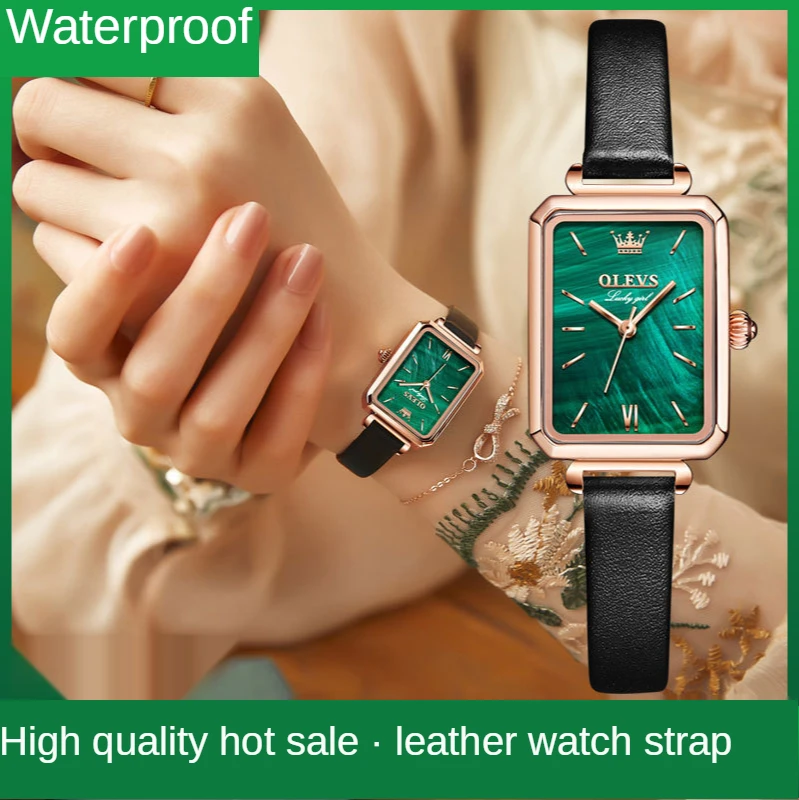 Watch hot sale small green watch square quartz watch waterproof ladies watch women