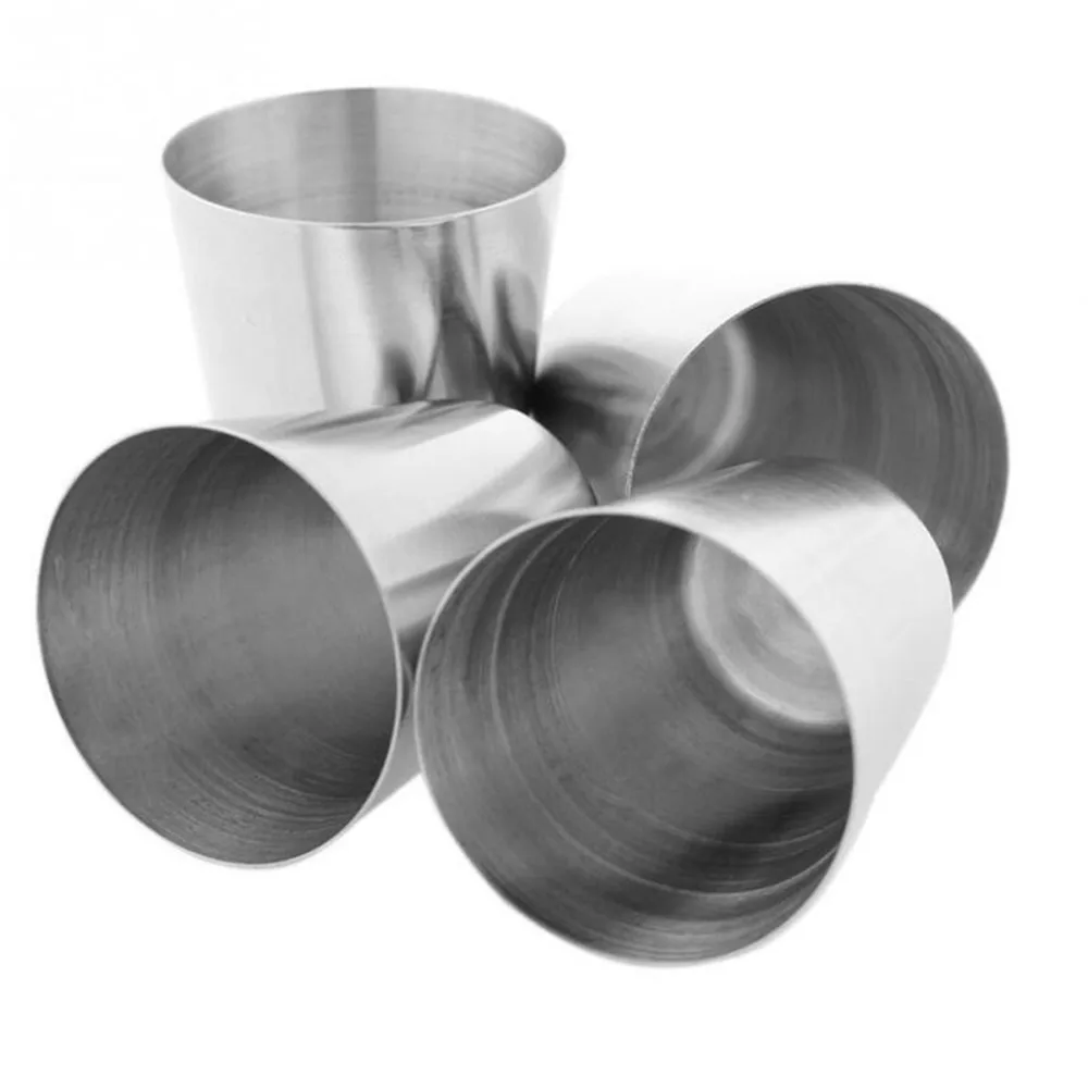 4Pcs/Set Stainless Steel Wine Drinking Shot Glasses Cup With Leather Cover Case Bag Barware For Home Kitchen Bar Whisky Wine