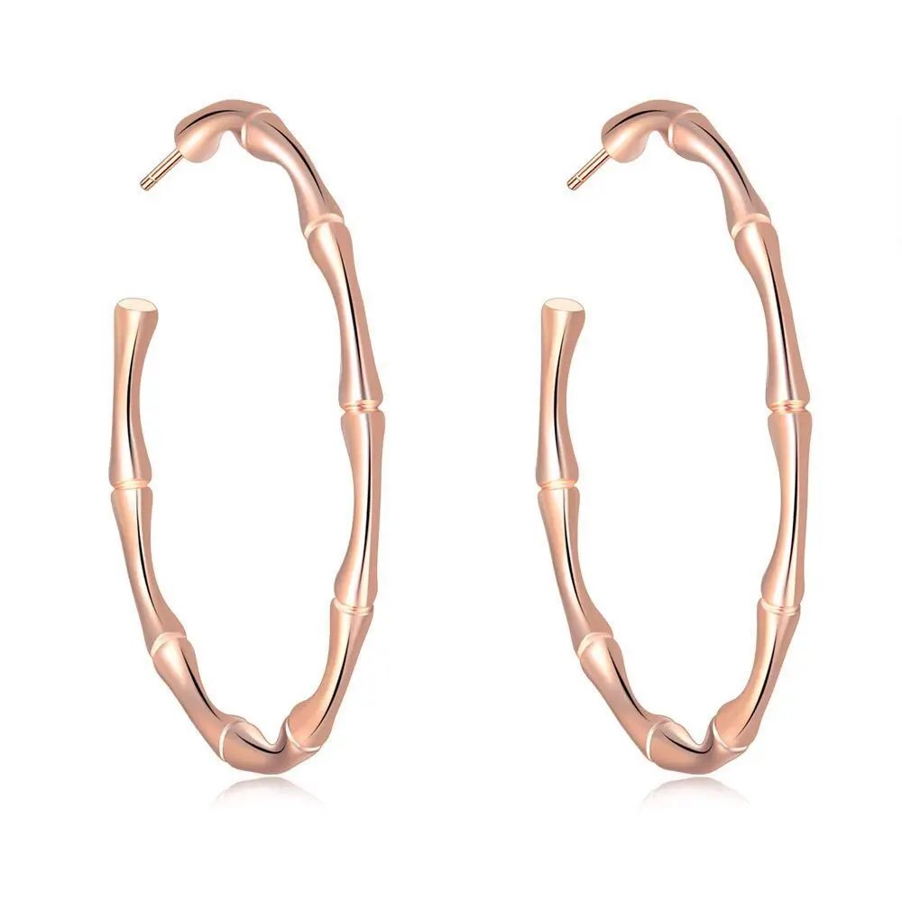 MxGxFam  50 mm 14 k Light / 585 Rose Gold Color Knot Circle Hoop Earrings For Women Fashion Jewelry no stone