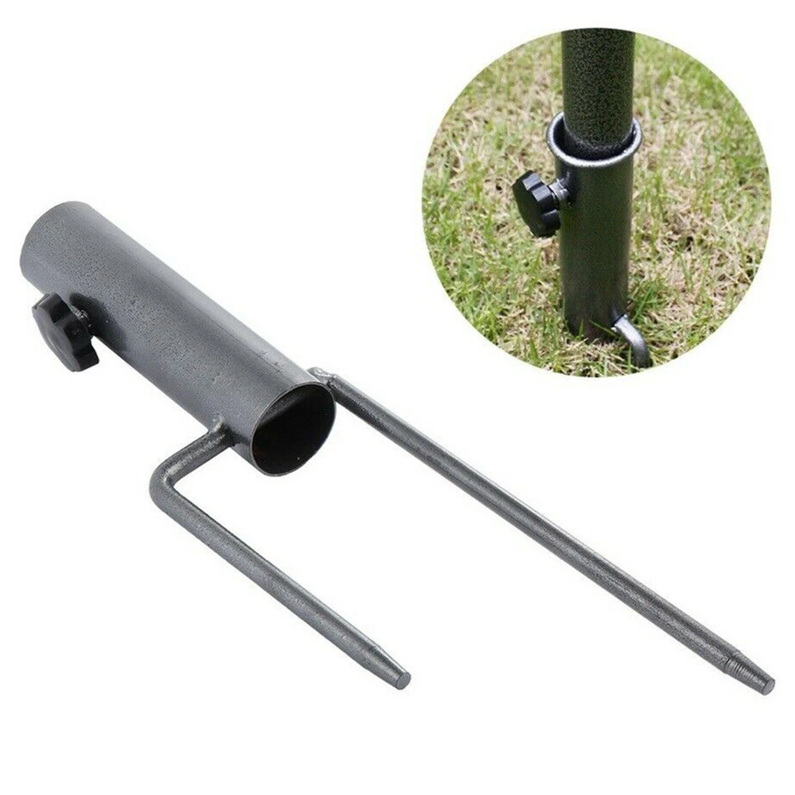 Patio Parasol Holder Anchor Beach Umbrella Heavy Duty Metal Ground Grass Holder Stand Great for Use in Soil