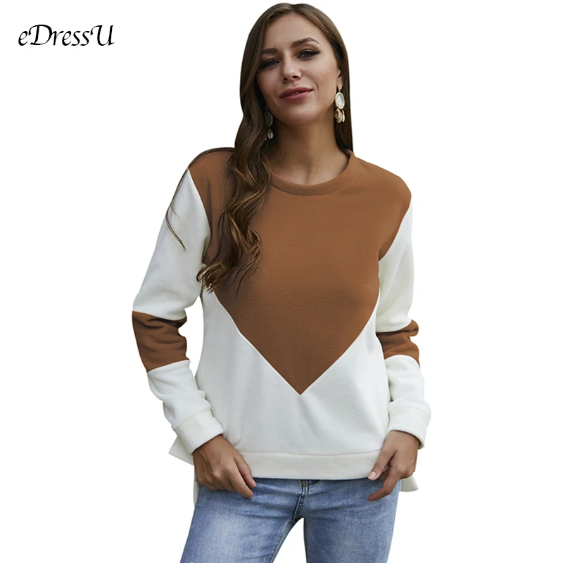 Sweatshirt Women Autumn Pullover Harajuku Color Blocking Female Fleece Black Casual Daily Hoodies Streetwear Jumper LQ-2475