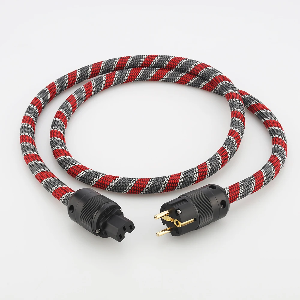 สายไฟ HI End สายไฟ EU Gold-Plated ปลั๊กยุโรปสำหรับเครื่องขยายเสียง HIFI Audiophile ยุโรปสายไฟ AC