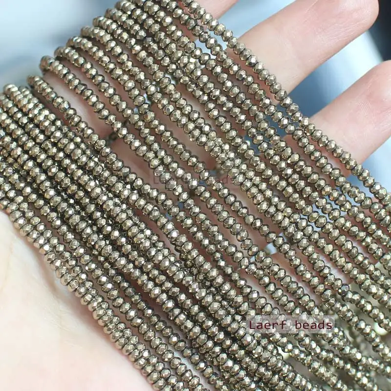 Natural Hematite Plated Pyrite Faceted Rondelle 2x3mm-3x8mm beads ,For DIYJewelry making! Mixed wholesale for all items !