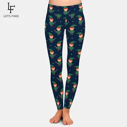 LETSFIND-mallas elásticas con estampado Digital para mujer, Leggings cálidos de cintura alta, elfo navideño, caramelo, Invierno