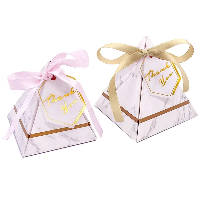 

20/50/100pcs Marble Gift Paper Candy Box Wedding Party Favors Decoration Birthday Triangle Chocolate Boxes