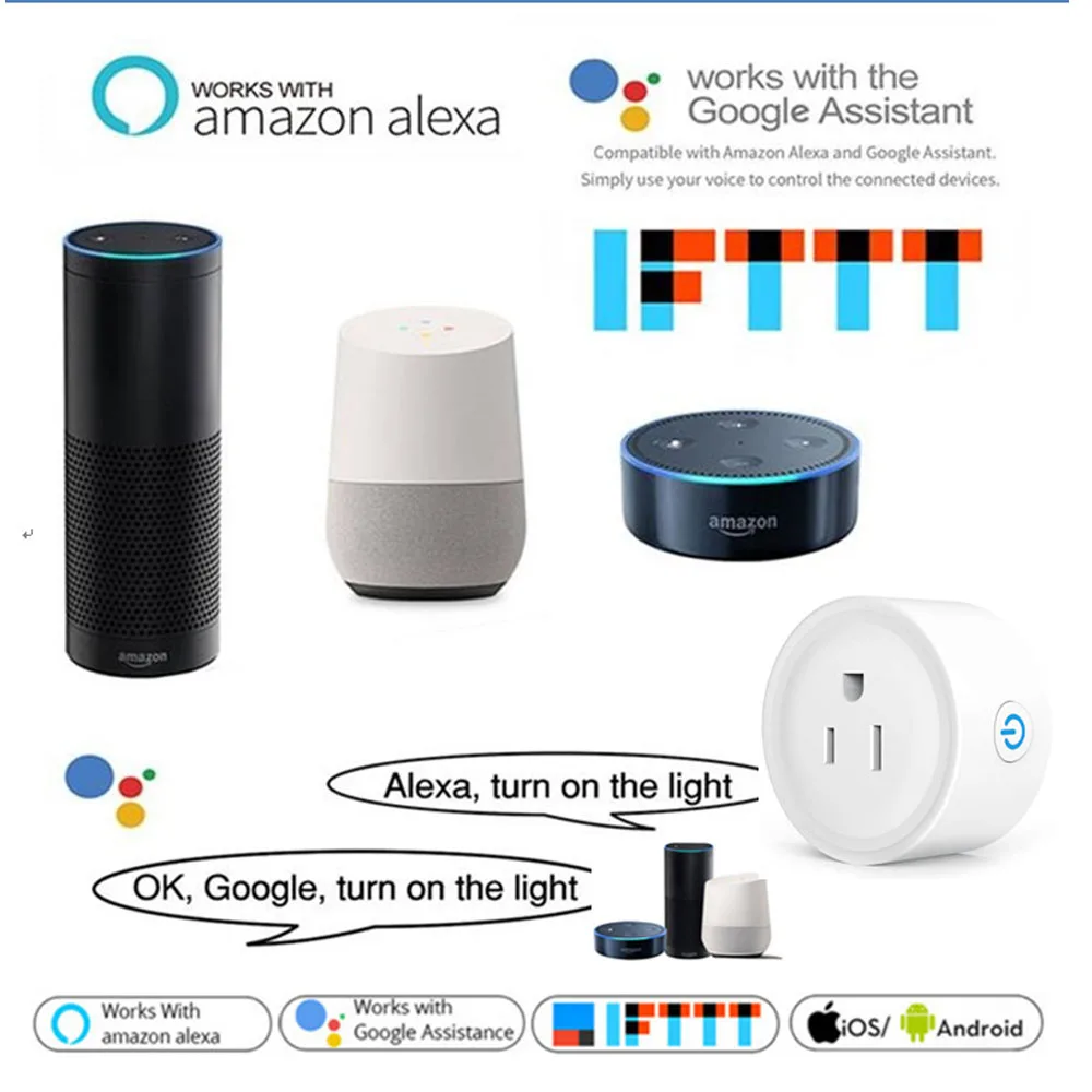 Tuya Smart Socket Wifi Smart Plug Us Alexa Plug smart life switch Time Switch remote switch Smart Power Plug Tuya Smart Home