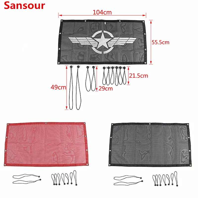 Sansour Sunshade Cover for Jeep Wrangler Car Trunk Anti UV Sun Insulation Net Accessories for Jeep Wrangler TJ JK JL 1997-2024