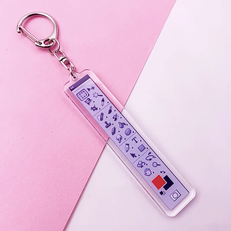 Cute Cartoon Office Software Icon Acrylic Keychain PS Ai Excel Bag Charm Pendant Key Chain Accessories Stainless Steel Key Ring