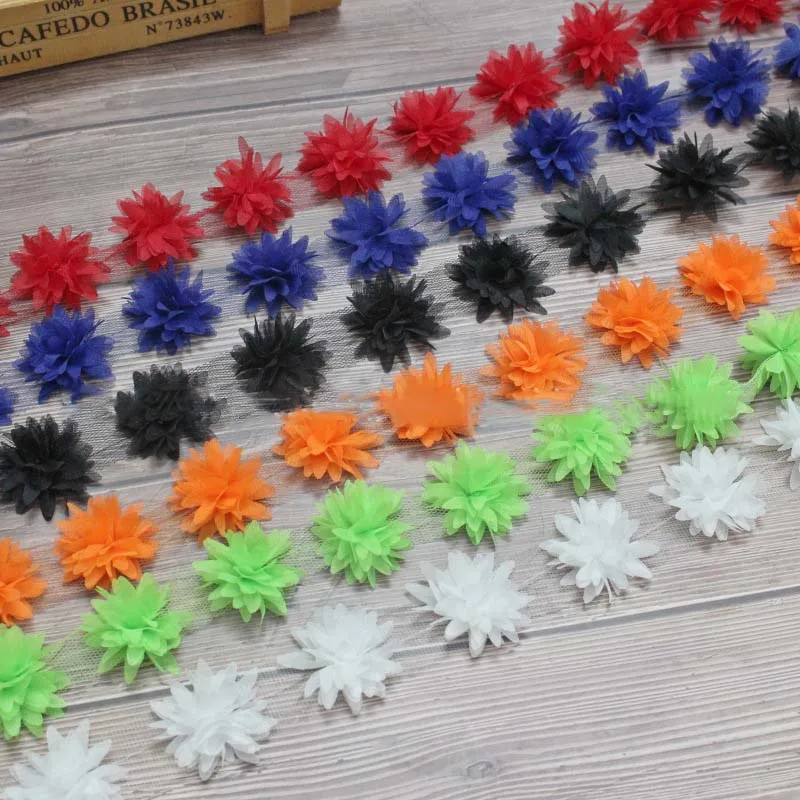 10Yards 3D Chiffon Flowers DIY Lace Trim Red Pink Orange Yellow Blue Ribbon 44mm Fabric Decoration Clothes Accessories