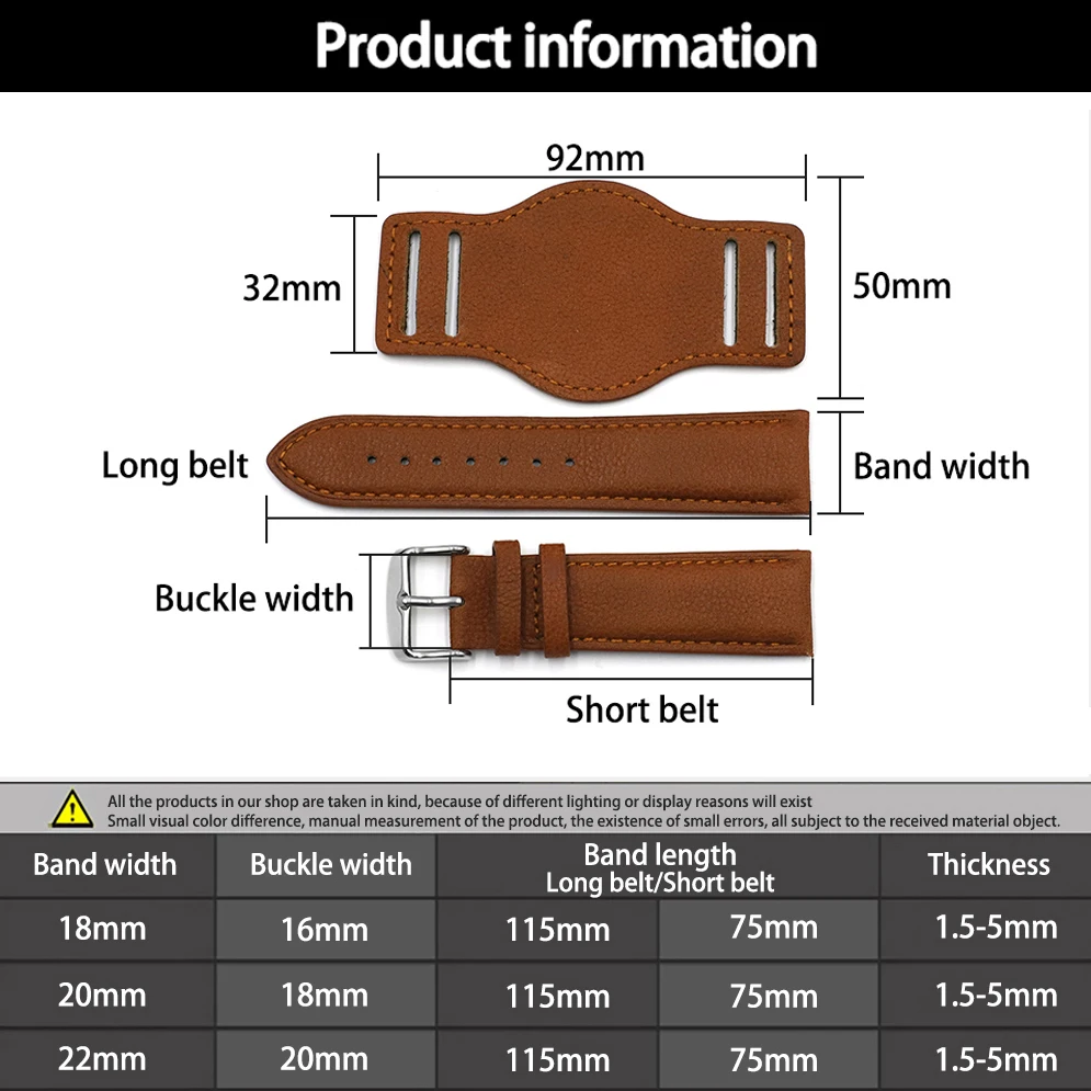 18mm 19mm 20mm 22mm 24mm Genuine Leather Watch Strap Bund Watchband With Mat Black Brown Coffee Leather Bracelet Wristwatch Band