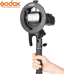 Godox S2 Flash Holder Bracket S-type Bowens Mount Lamp Holder Handheld for Godox Flash Light Snoot Softbox Beauty Dish Honeycomb