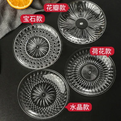 Acrylic fruit plate transparent fruit plate plastic living room  round dried fruit plate resistant to fall  platters and trays