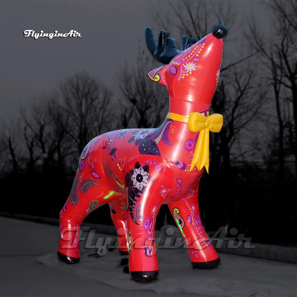 

Personalized Winter Outdoor Decorations Christmas Cartoon Animal Red Inflatable Rindeer Replica Balloon For Yard And Park Event