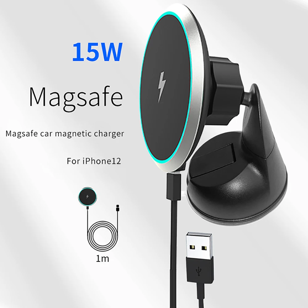 15W Magnetic Car Wireless Charger Fast Charging Mount Air Vent For macsafe iPhone 12 Pro Max 13 Mini X Mag safe Car Phone Holder