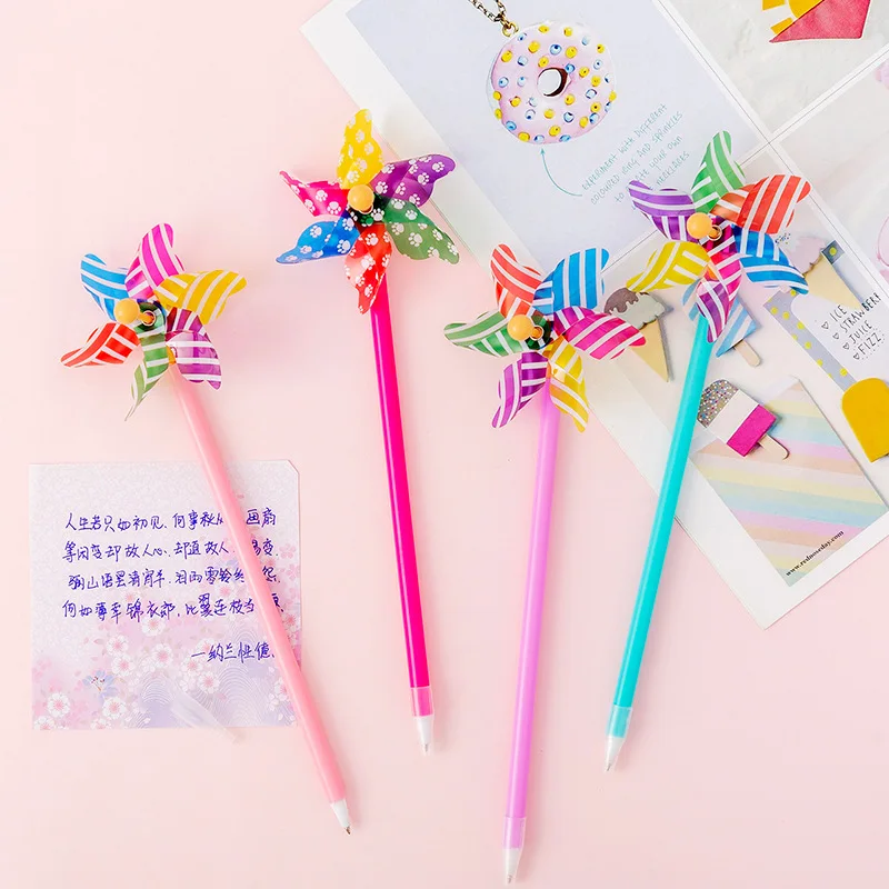 50PCS Creative Polka Dot Striped Windmill Ballpoint Pen Blue Student Ballpoint Pen Student Stationery