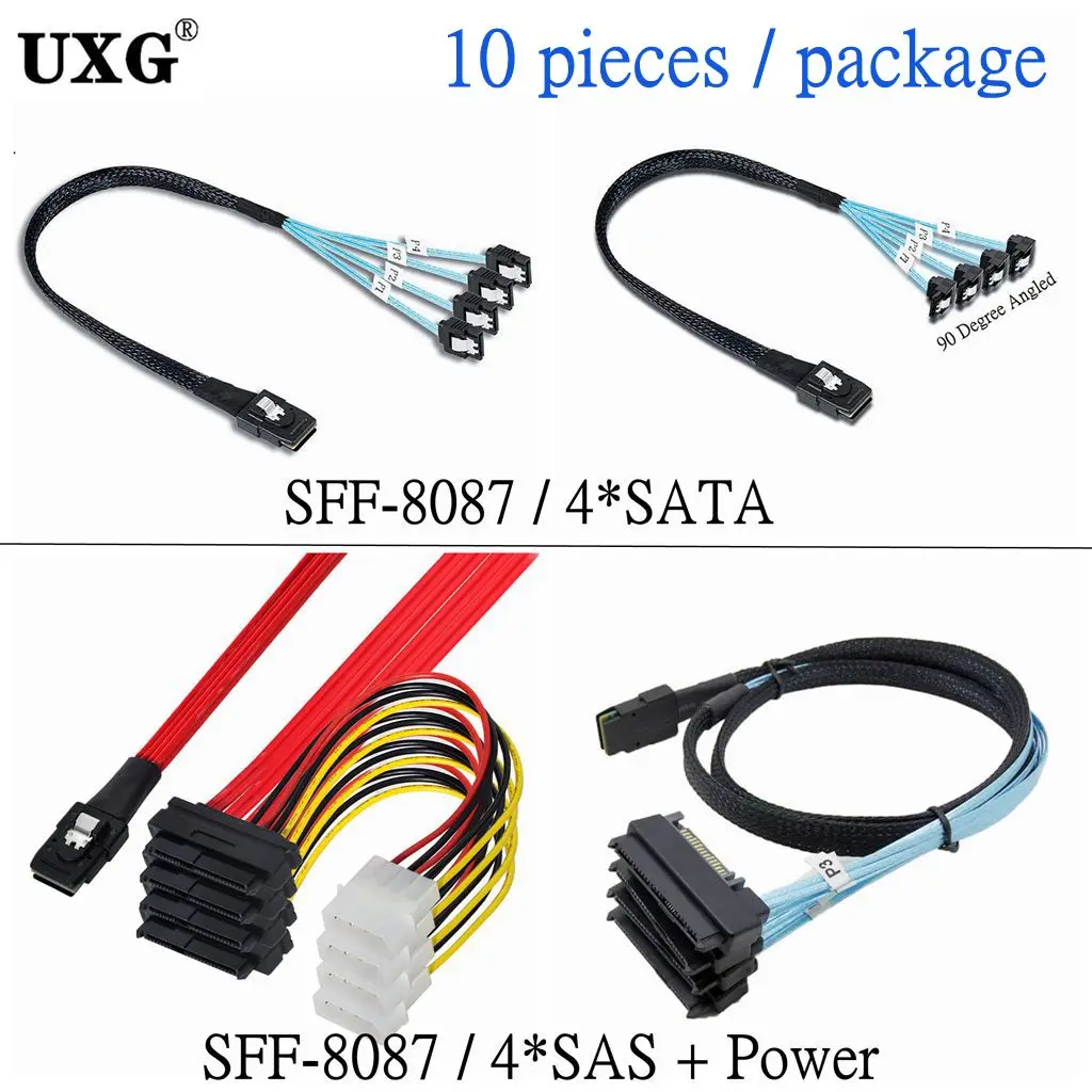 

Internal Mini SAS 36Pin SFF-8087 To 4 SAS 29-Pin SATA 7pin SFF-8482 Cable With 15Pin 4PIN SATA Power Connector Core Wire 0.5M 1M
