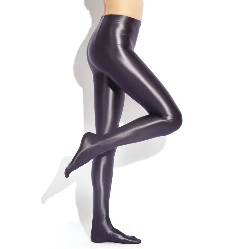 Sexy Women Oil Gloosy Shiny Full Pencil Pant Elastic Full Leggings Smooth Sexy Leggings High Waist GYM Pants Maid Tights