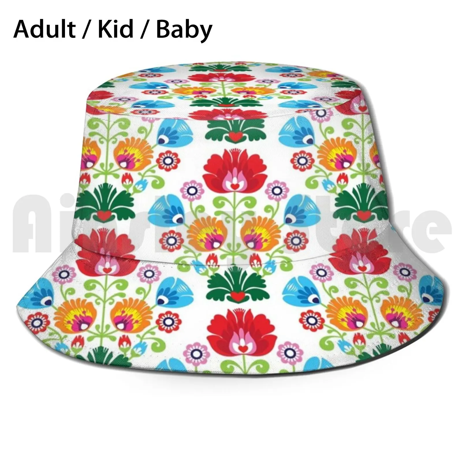 Poland Folk Art Wycinanki Floral Pattern Cover Sun Hat Foldable UV Protection Poland Polish Folk Wycinanki