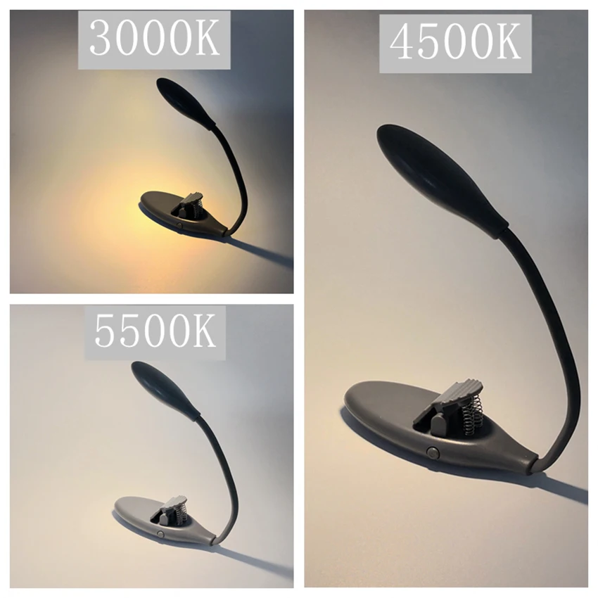 Warm Light Book Light USB LED Rechargeable Mini Clip-On Desk Lamp Flexible Nightlight Reading Lamp for Travel Bedroom Book
