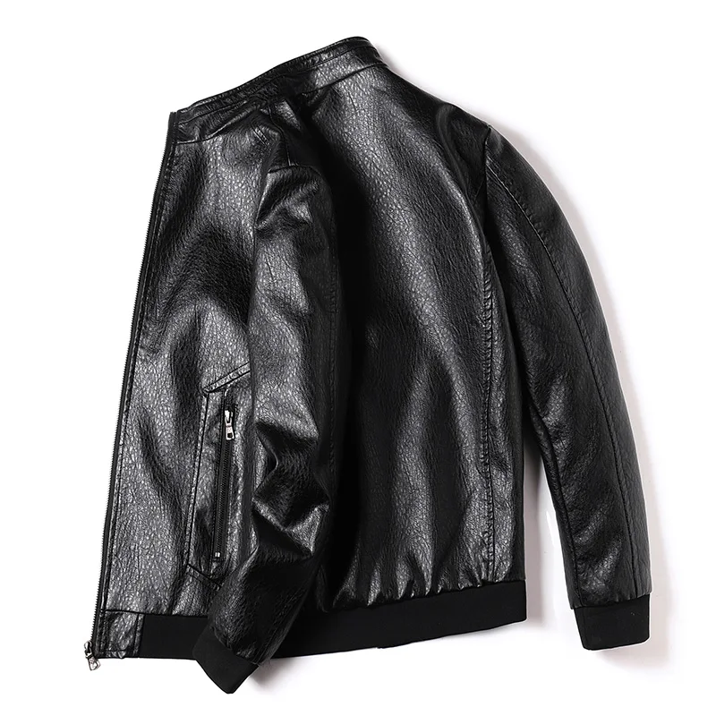 

New Fashion Autumn Winter Warm Male Leather Jacket Plus Size 8XL Mens Stand Collar Coat Leather Motorcycle Jackets Zipper Coat