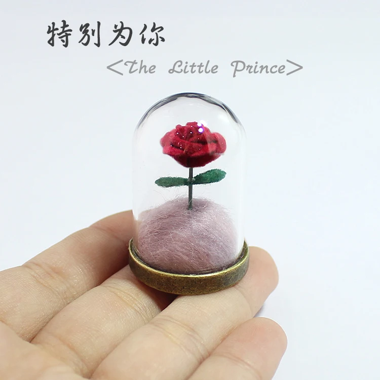 1PC The Little Prince's rose Pendant /le petit prince/Little Prince Rose/Glass Wish Bottle Pendant Necklace for Women Party