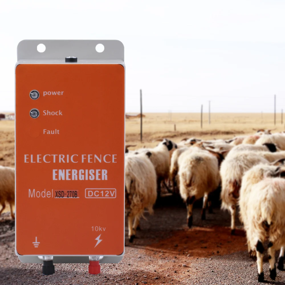 

Pulse Electronic Energizer for 10KM Fence Animals Sheep Horse Livestock Pasture Poultry 0.3 Joules Electric Fencing Controller