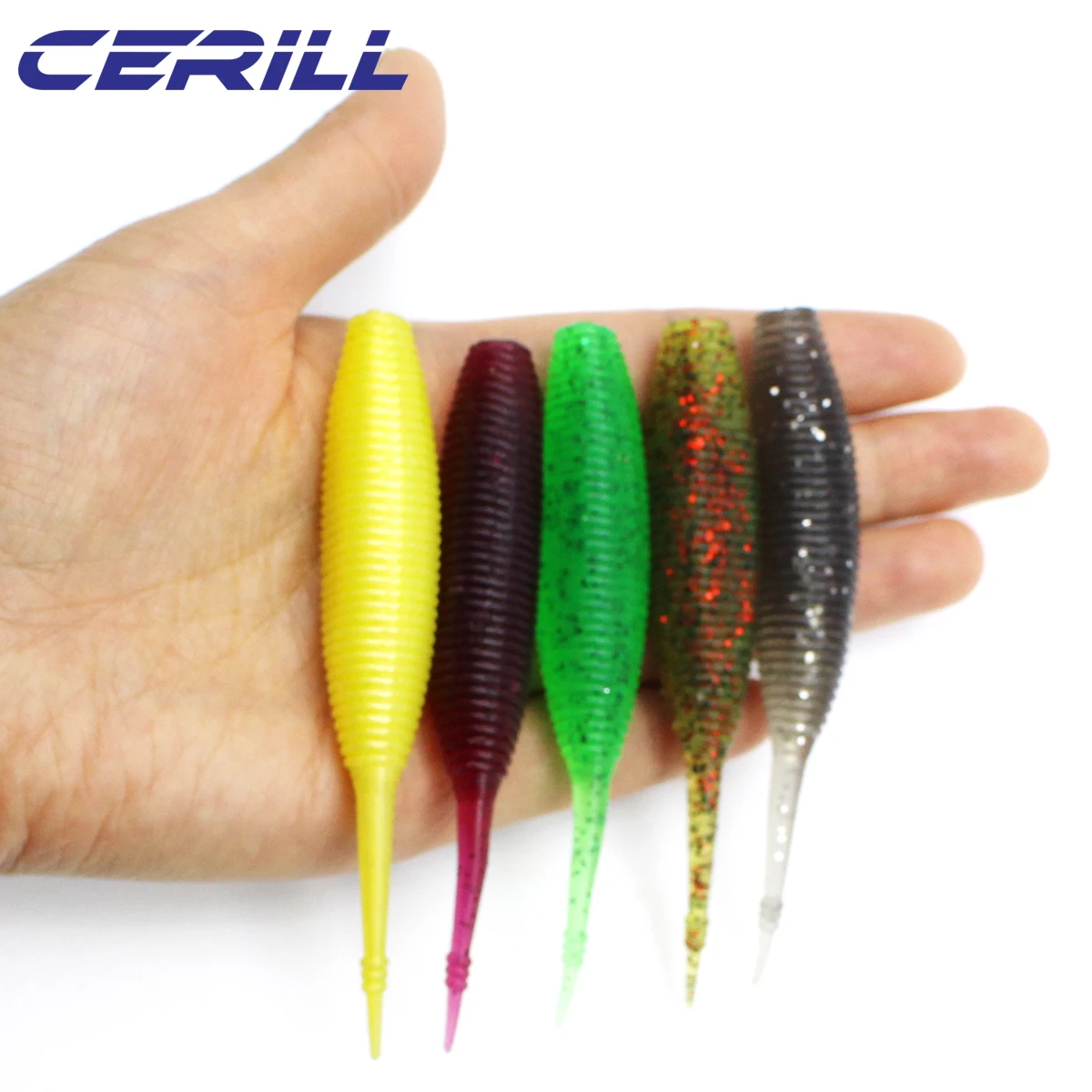 Cerill 5 PCS Floating Soft Fishing Lures 9 cm 5 g Silicone Needle Tail Worm Bait Wobblers Shrimp Artificial Pike Bass Tackle