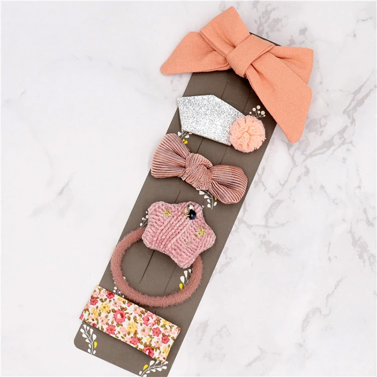 

5pcs set girls lovely kids sweet hairclips barrettes hair tie hair scrunchies hairpins fashion hair accessories set hair clips