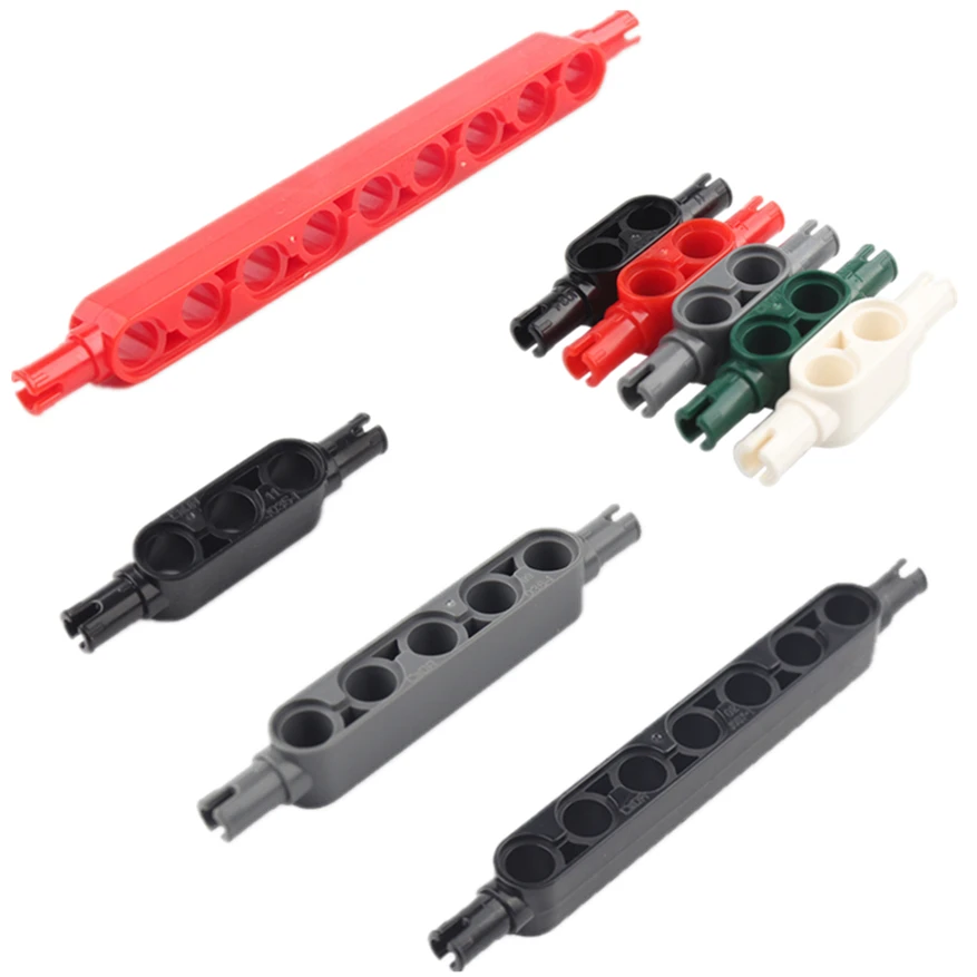 Small particle building block high-tech parts thick holes beam double head with pin Compatible with Moc accessories32524/32523