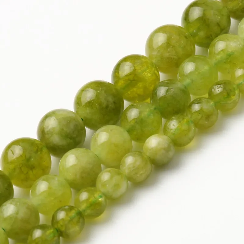 Natural Stone Peridot Round Beads 6/8/10mm Olivine Loose Spacer Beads for Jewelry Making Handmade Diy Bracelet Necklace 15 Inch