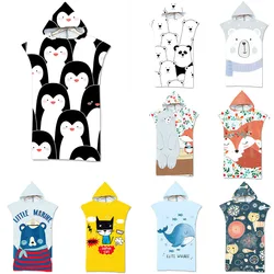 Customizable Cartoon Animals Adult Children Microfiber Quick Dry Beach Towel Hooded Bath Towel Swimming Changing Bathrobe Poncho