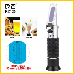 Rifrattometro RZ birra Brix mosto zucchero alcool 0 ~ 30% 1.000 ~ 1.120 SG idrometro portatile a gravità RZ120