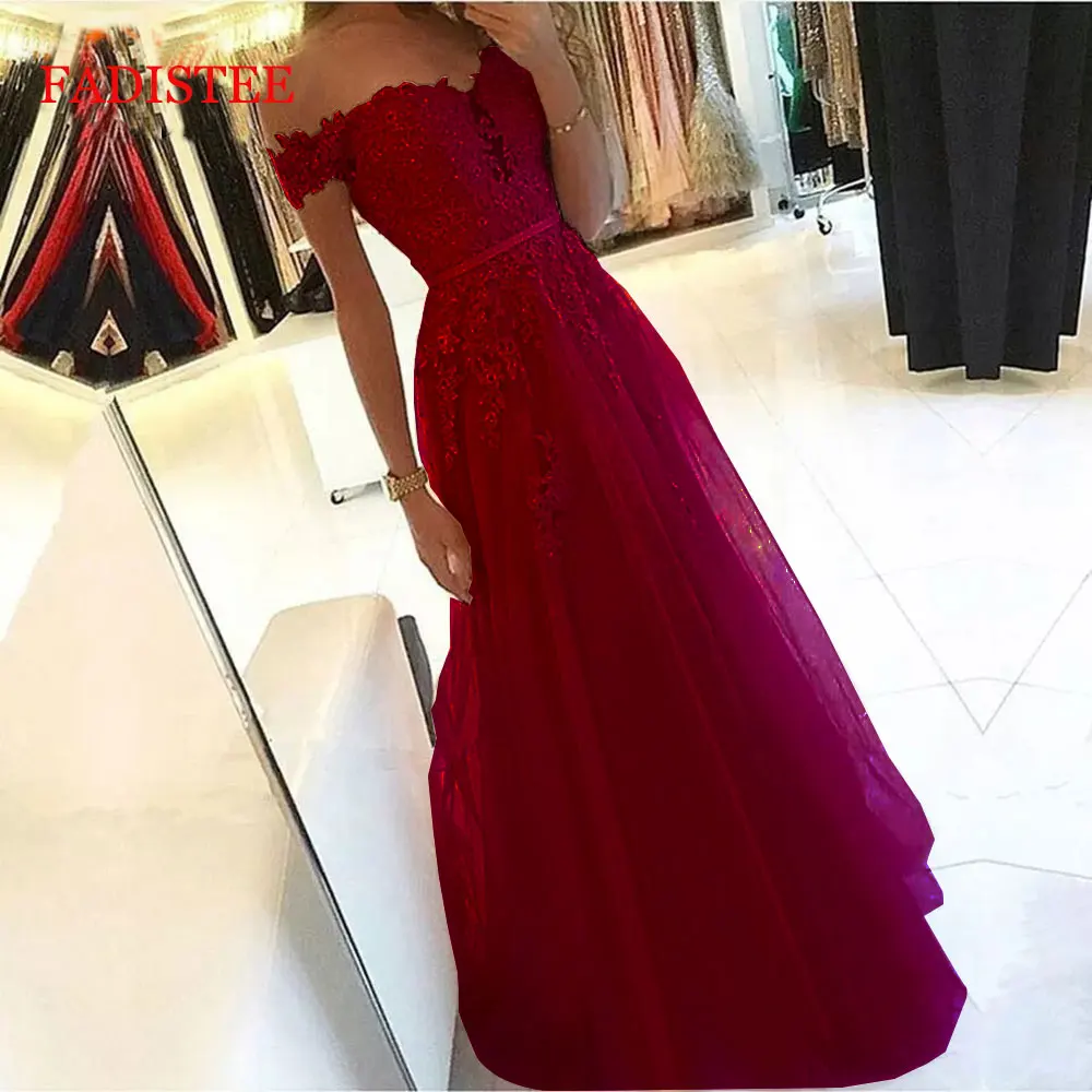 Lace Off The Shoulder Pink Vestidos De Fiesta De Noche Prom Party Evening Dresses Robe De Soiree Gown Frock Long 2022