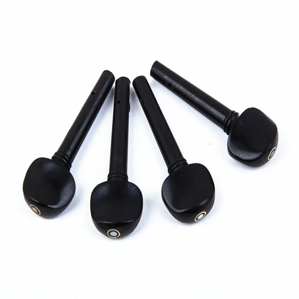 4Pcs Ebony Wood Violin Tuning Pegs Chin Rest End Pin Tuner Tailpiece Set Violins Adjusted Improved Tone Replace Tool Accessories