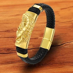 TYO Fashion Braided Rope Stainless Steel Shrimp Anymal Men 's Bracelet Genuine Leather Accessories Gift for Friend Dropshipping