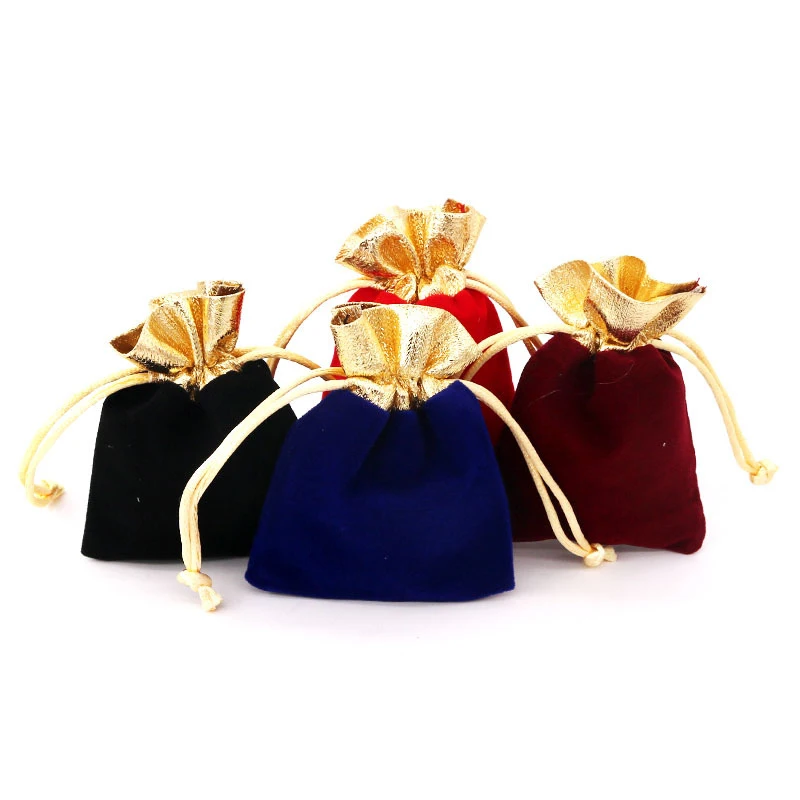 5Pcs/lot Multi Size Elegant Red Velvet Pouch Gift Drawstring Pocket Bag Wedding Candy Jewlery Packing Bag