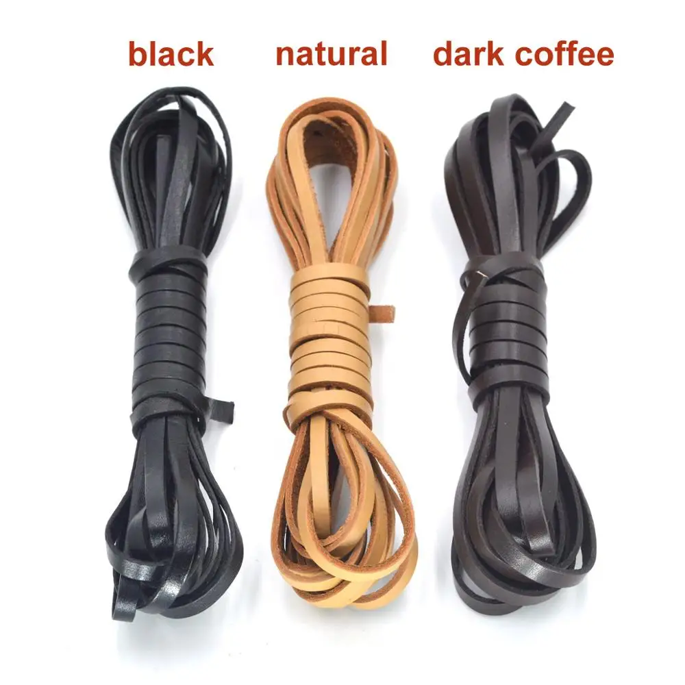 KALASO 2Yards(1.83M) Vintage Genuine Cowhide Cow Leather Cord Strip Flat Rope DIY  Craft Jewelry Bag Leathercraft