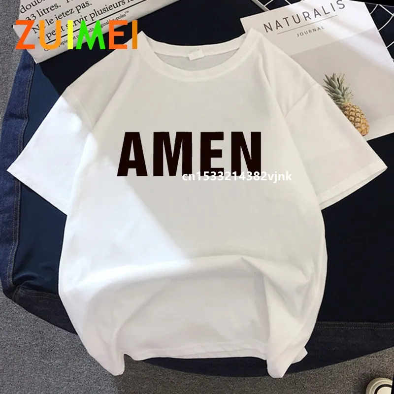 

Женская футболка с принтом Амен и Иисус хараюк, модная летняя футболка с коротким рукавом для девушек, Прямая поставка, 2020