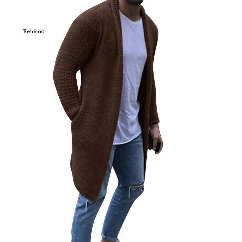 Men Knitted Overcoat Autumn Stylish Men Cardigan Knitted Sweater Streetwear Casual Solid Long Sleeve Slim Outwear