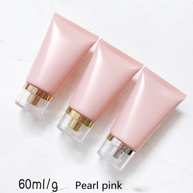 Wholesale 60g/ml Cosmetic Soft Tubes Pearl Pink Cream/Lotion Bottle Cleanser Hand Cream Containers Refillable tubes