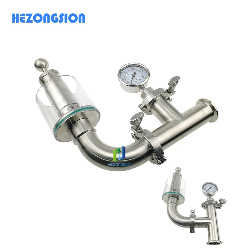 Sanitary Pressure Relief Valve 1.5'' Tri Clamp Spunding Valve with Pressure Guage, Fermenter Air Release Bunging Pressure Device