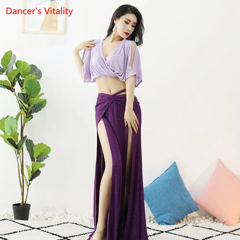 Belly Dance Top Or Skirt V-Neck Loose Shirt Sequins Skirt Practice Clothes Oriental Dancing Female Elegant Performance  Clothing