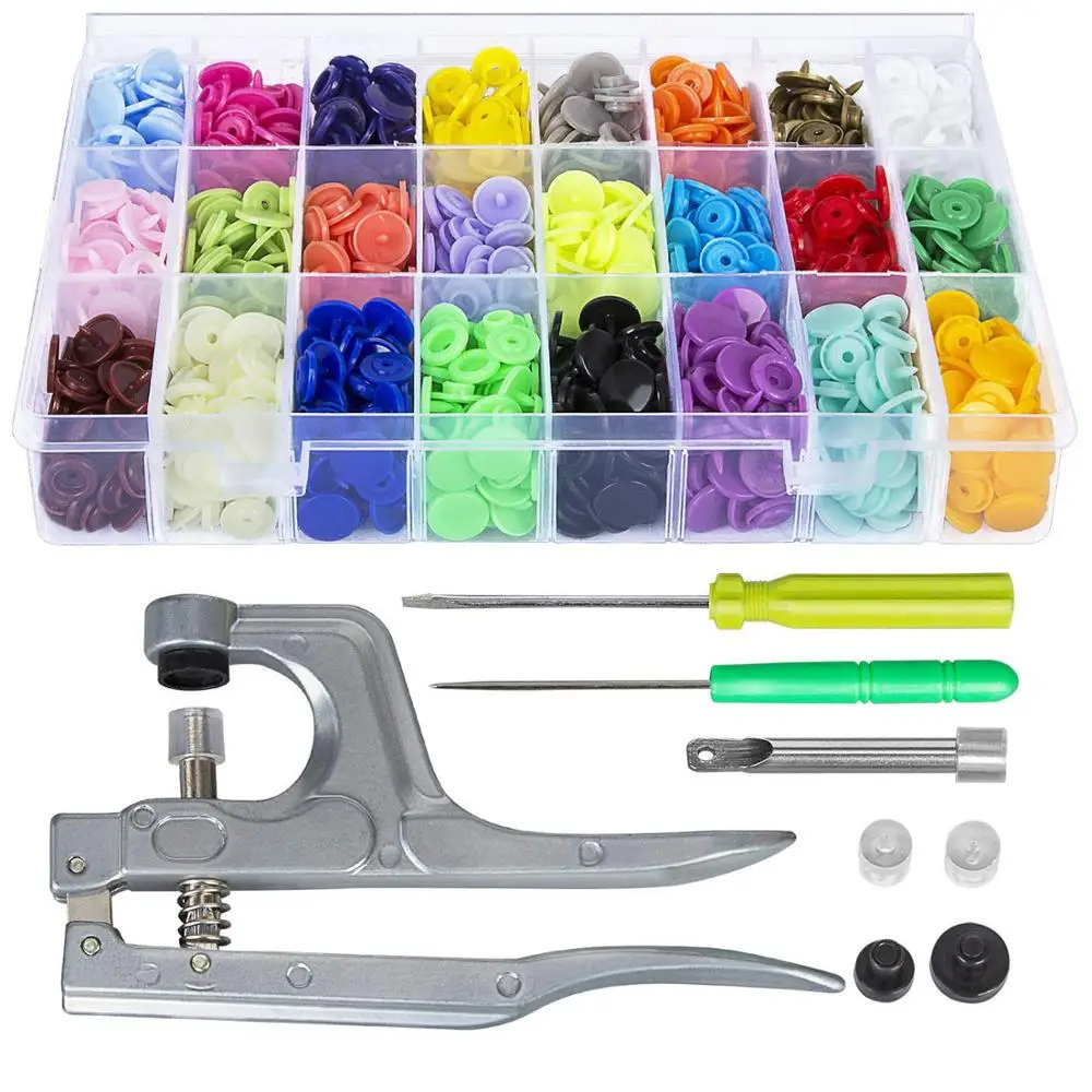 

T5 Plastic Snap Button with Snaps Pliers Tool Kit, Organizer Containers,Easy Replacing Snaps,DIY Color Buttons, 360 Sets