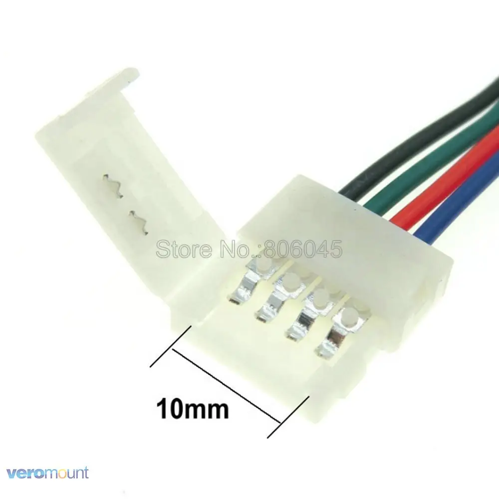 4Pin Solderless Rgb Led Connector Kabel 1-Weg Strip Controlller 2-Weg Strip Strip Connector Voor 10Mm 5050 Smd Rgb Strips